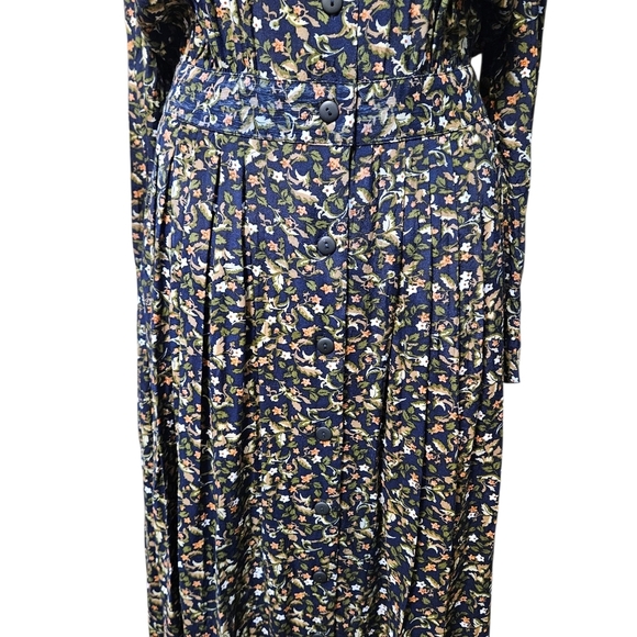 VTG 80s Karin Stevens Floral Midi Dress 8 Lace Collar Pocket Prairie Cottagecore - Picture 8 of 16